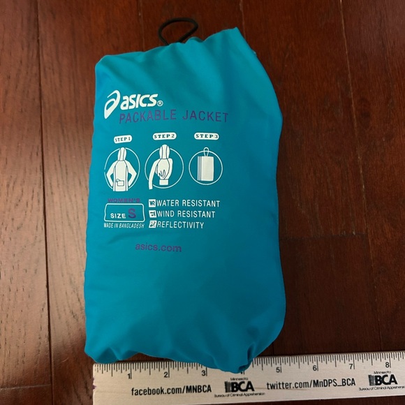 ASICS PACKABLE JACKET WOMEN'S W. WATER WIND RESISTANT SIZE S REFLECTIVE blue - Picture 13 of 14